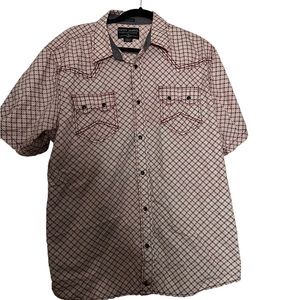 Men’s Short Sleeve XL Western Maroon Pearl Snap